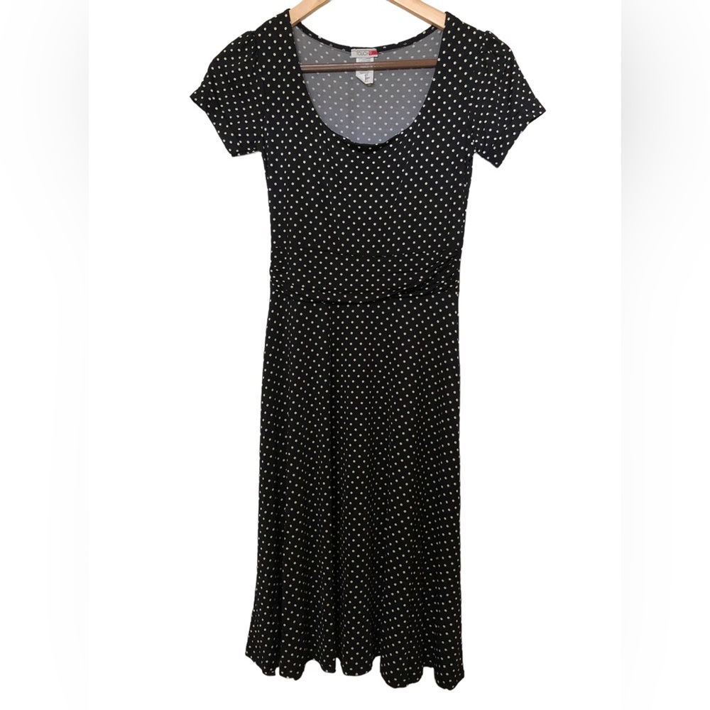Touch 9 Women’s Navy Blue White Polka Dot Dress - Small